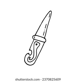 Knife, ein Schneidwerkzeug, bestehend aus einer Klinge und einem Griff. Doodle. Vektorgrafik. Handgezeichnet. Umriss.