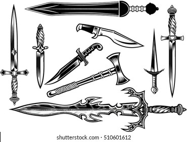 Knife, Dagger, Sword And Tomahawk