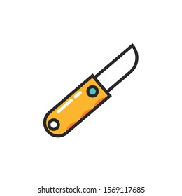 Knife Design Element of Isolated Modern Icon with Various Colored Symbol on White Background Style