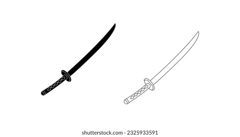 Knife Desing Blade Cut Chako Hard Work.Khanjar icon in black style isolated on white background. Arab Emirates symbol stock vector illustration.Machete icon symbol, illustration design template