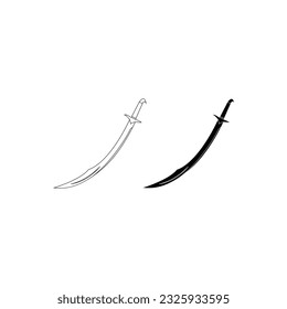 Knife Desing Blade Cut Chako Hard Work.Khanjar icon in black style isolated on white background. Arab Emirates symbol stock vector illustration.Machete icon symbol, illustration design template