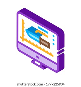 Knife Display Icon Vector. Isometric Knife Display sign. color isolated symbol illustration