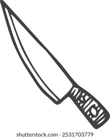 Doodle de cuchillo. Icono dibujado a mano de cuchilla de cocina afilada