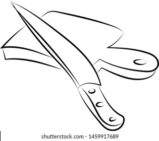 Knife drawing, illustration, vector on white background.