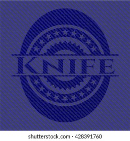 Knife emblem with denim high quality background