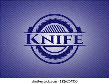 Knife emblem with denim texture