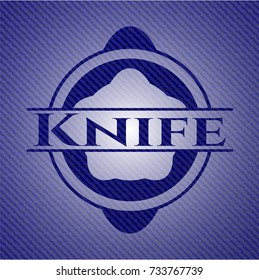 Knife emblem with denim texture