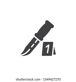 Knife evidence vector icon. filled flat sign for mobile concept and web design. Crime scene investigation glyph icon. Symbol, logo illustration. Vector graphics