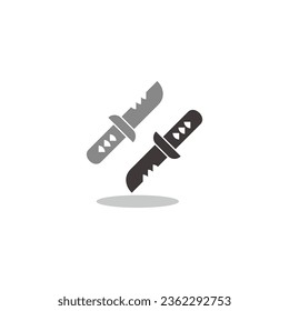 knife fight symbol simple shadow geometric logo vector 