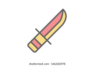 Knife filled line icons. Adventure icons . Symbol, logo illustration. Pixel perfect. modern design, vector, red, yellow