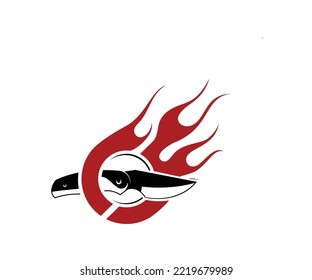 knife and fire logo silhouette