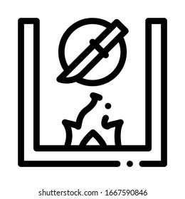 Knife Fireplace Icon Vector. Outline Knife Fireplace Sign. Isolated Contour Symbol Illustration