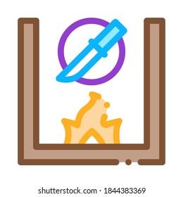 Knife Fireplace Icon Vector. Outline Knife Fireplace Sign. Color Isolated Contour Symbol Illustration