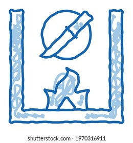 Knife Fireplace sketch icon vector. Hand drawn blue doodle line art Knife Fireplace sign. isolated symbol illustration