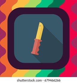 knife flat icon with long shadow, vector illustration