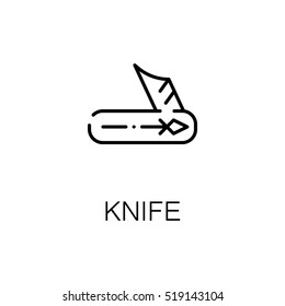 Knife flat icon. Single high quality outline symbol of camping for web design or mobile app. Thin line signs of camping knife for design logo, visit card, etc. Outline pictogram of knife 