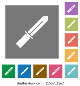 Knife flat icons on simple color square backgrounds
