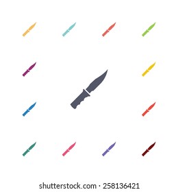 knife flat icons set. Open colorful buttons 