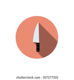 Knife ,Flat style with long shadows 