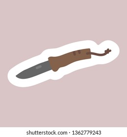 Knife folding vintage сamping sticker element cute vector illustration outdoor tourism journey travel