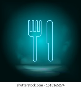 Knife and fork blue neon vector icon. Simple element illustration from map and navigation concept. Knife and fork blue neon vector icon. Real estate concept vector illustration.