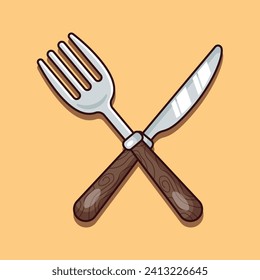 ilustración vectorial de caricatura de cuchillo y tenedor.