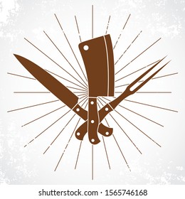 knife fork and cleaver kitchen symbol