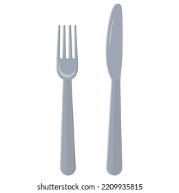 knife and fork, color vector illustration in cartoon style