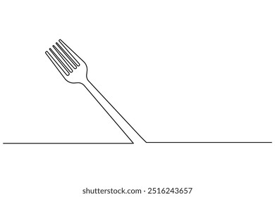 Knife and fork continuous one line drawing and isolated world food day outline vector icon