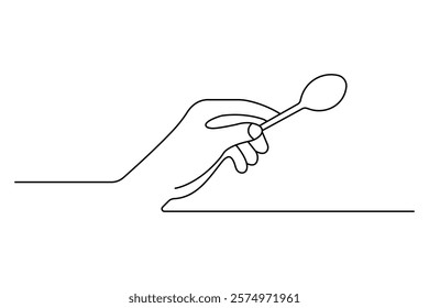 Knife and fork continuous one line drawing with black and white background