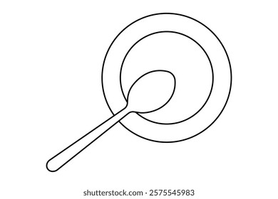 Knife and fork continuous one line drawing of outline vector illustration