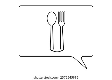 Knife and fork continuous one line drawing of outline vector illustration