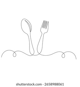 Faca e bifurcação contínua um desenho de linha da ilustração vetorial de contorno	