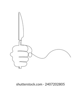 Knife and fork continuous single line outline vector art drawing and simple one line minimalist design