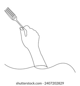 Knife and fork continuous single line outline vector art drawing and simple one line minimalist design