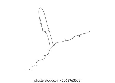 Knife and fork continuous single line art and isolated outline vector illustration