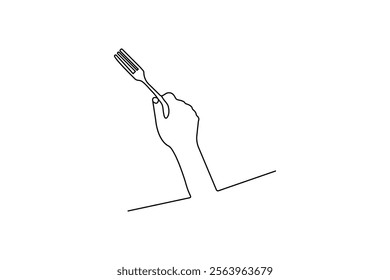 Knife and fork continuous single line art and isolated outline vector illustration