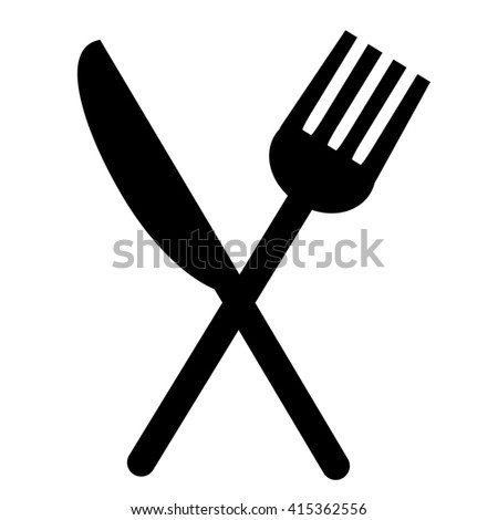 Knife and fork crossed - icon isolated on white background. Vector art.