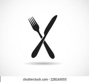 Knife and fork crossed icon vector