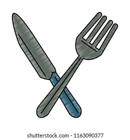 Knife and fork crossed scribble