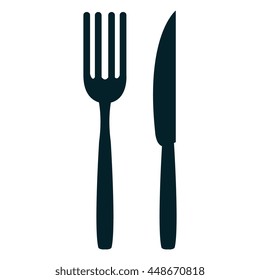 Knife and fork cutlery isolated flat icon design, vector illustration.