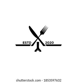 knife fork and drink bottle logo design vector