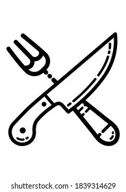 Knife And Fork Flat Icon Isolated On White Background