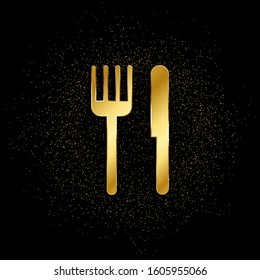 Knife and fork gold, icon. Vector illustration of golden particle