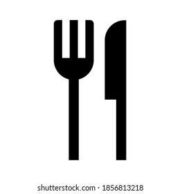 Knife fork icon black isolated on a white background.