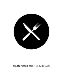 Knife- und Gabelsymbol in schwarz-rund