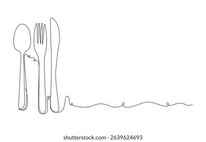 knife and fork icon concept continuous line drawing