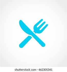 Knife and Fork Icon Isolated on light Background