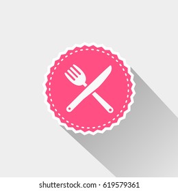 knife and fork icon with long shadow