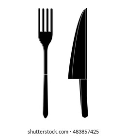 Knife and fork icon in simple style isolated on white background. Cutlery symbol vector illustration